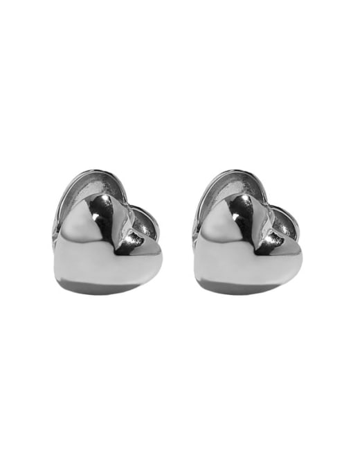 White gold [small] 925 Sterling Silver Heart Vintage Stud Earring